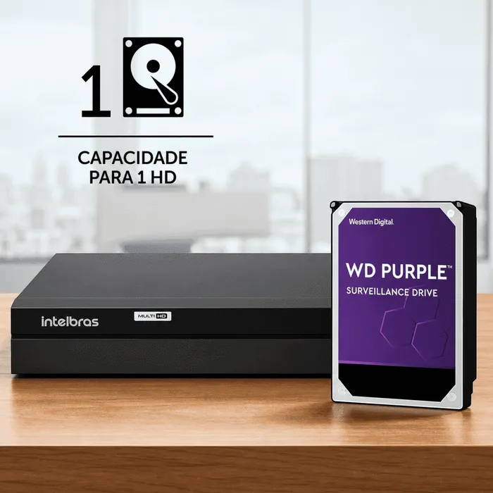 Gravador DVR Intelbras MHDX 1304 Full HD 4 Canais Detecção Inteligente