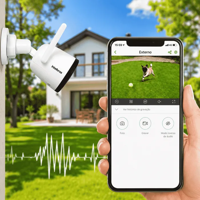 Câmera Segurança  Wi-Fi Intelbras Mibo iM5 SC Full HD 1080p Externa IP67 Visão Noturna Áudio E Microfone 