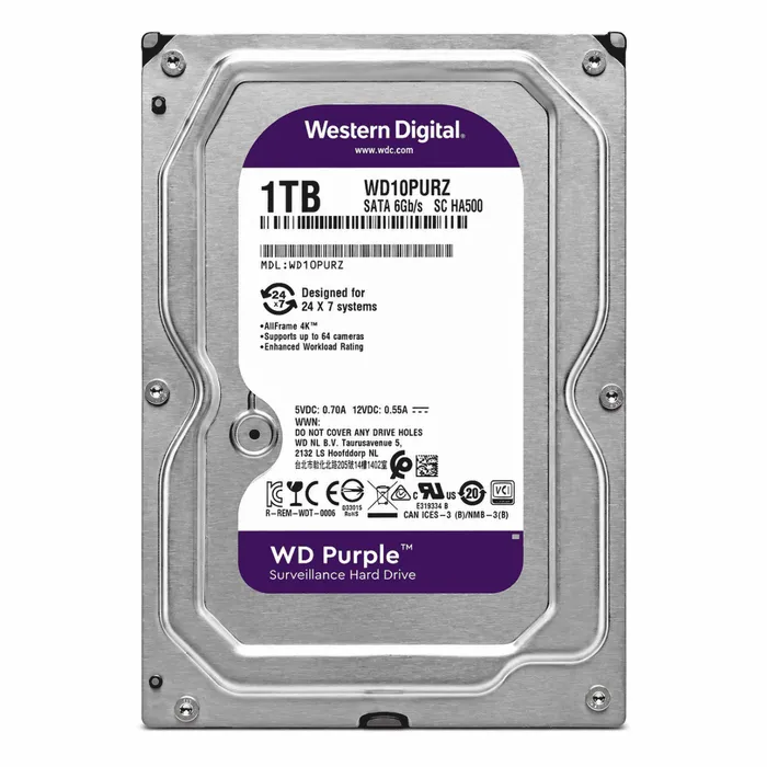 HD Interno WD Purple 1TB SATA III 3,5