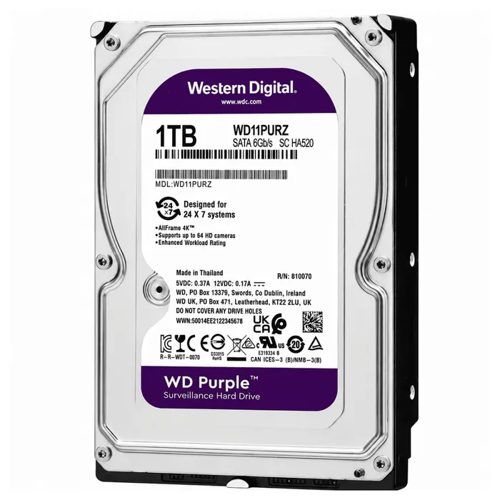 HD Interno WD Purple 1TB SATA III 3,5