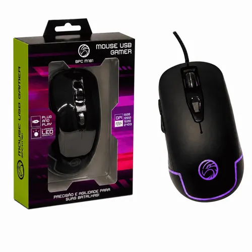 Mouse Gamer LED USB 2400 DPI BrazilPC BPC-M781  Ergonômico