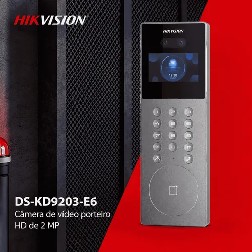 Interfone IP Hikvision DS-KD9203-E6 Vídeo Reconhecimento Facial