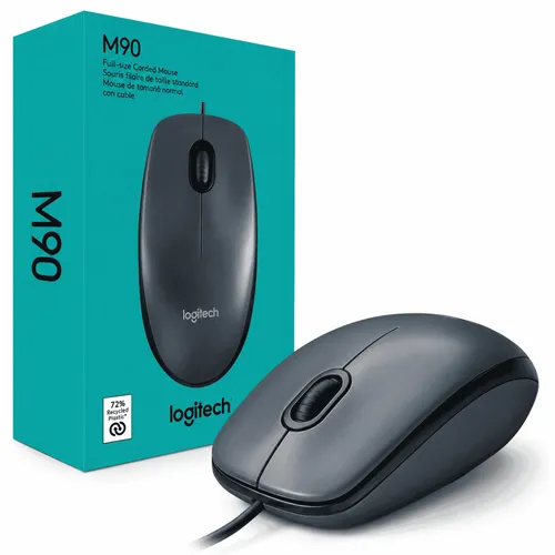 Mouse Logitech M90 USB Óptico 1000 DPI Ambidestro - Preto