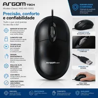 Mouse ArgomTech Classic ARG-MS-0002 USB - Preto - imagem 3