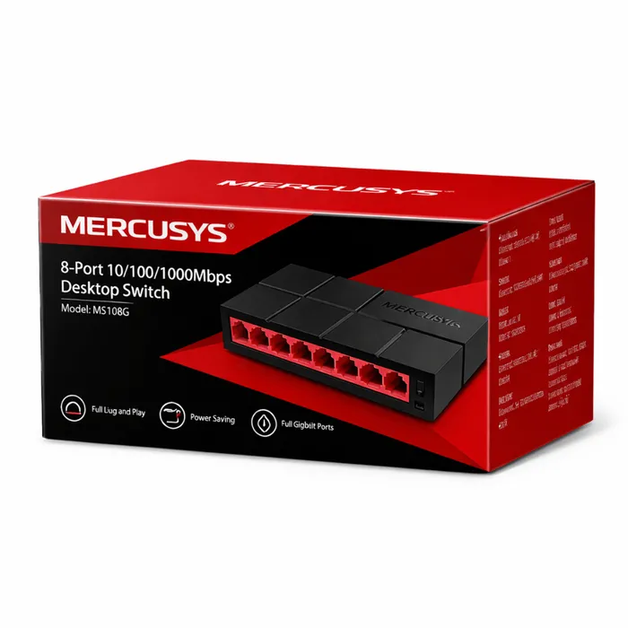 Switch Mercusys MS108G 8 Portas Gigabit 10/100/1000Mbps Rede