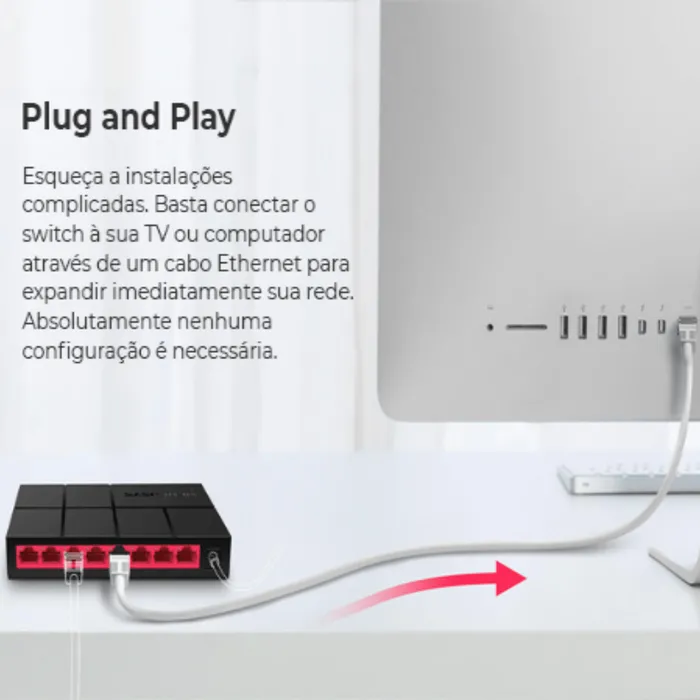 Switch Mercusys MS108G 8 Portas Gigabit 10/100/1000Mbps Rede