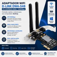 Placa Rede Wifi D-link Dwa-548 Pci Express N300mbps 2.4GHz - imagem 4