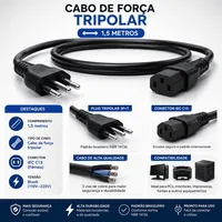 Cabo de Força Tripolar King Cord KC-059 1,8m 10A IEC C13 - imagem 2