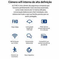 Câmera Segurança IP WiFi EZVIZ C1HC 720P Áudio Visão Noturna 12m - imagem 4