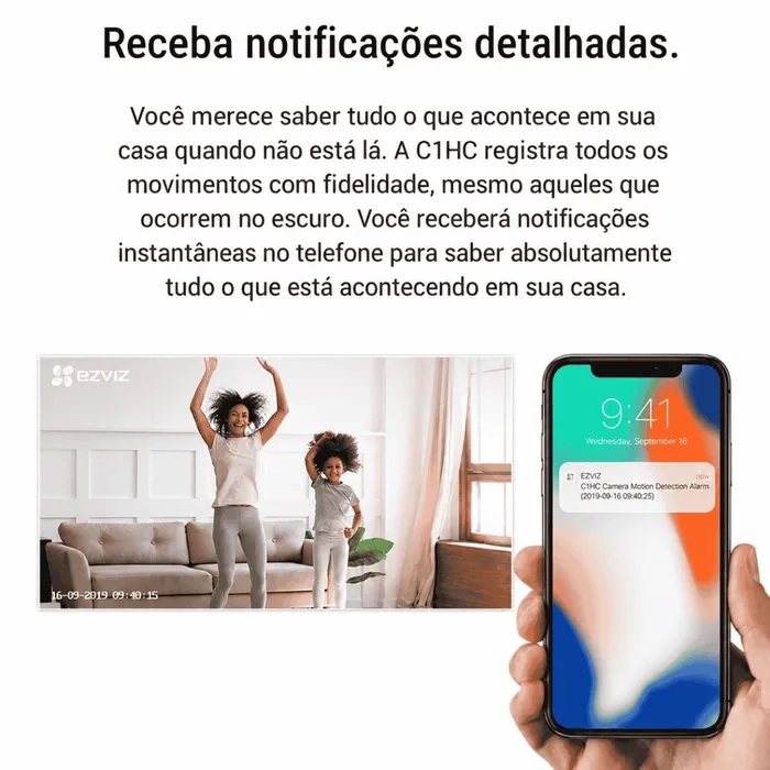 Câmera Segurança IP WiFi EZVIZ C1HC 720P Áudio Visão Noturna 12m