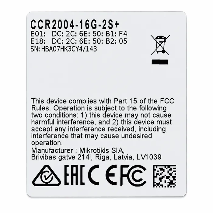 Roteador MikroTik CCR2004-16G-2S+ 16 Portas Gigabit 2 SFP+ 10G