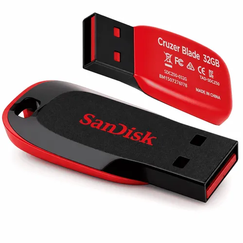 Pendrive SanDisk Cruzer Blade 32GB USB 2.0 SDCZ50-032G Preto Vermelho