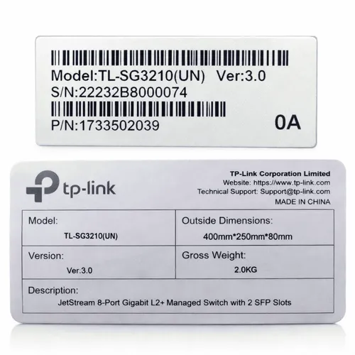 Switch Gerenciável TP-Link TL-SG3210 8 Portas Gigabit + 2 SFP L2