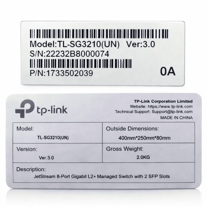 Switch Gerenciável TP-Link TL-SG3210 8 Portas Gigabit + 2 SFP L2