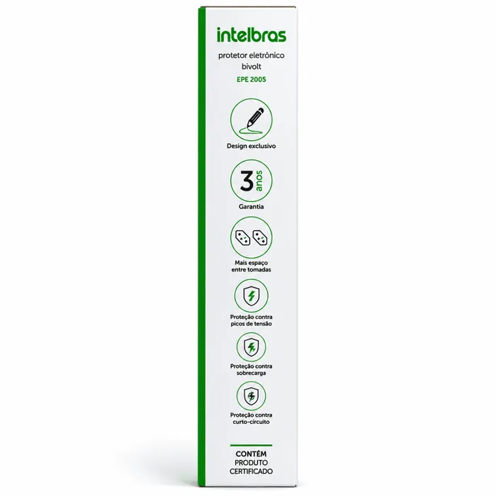 Filtro De Linha Extensão Intelbras EPE 2005 PR 5 Tomadas Bivolt 1m