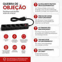 FILTRO LINHA RÉGUA EXTENSÃO PROTETORA INTELBRAS EPE 205 5 TOMADAS BIVOLT COM CHAVE INTELIGENTE - imagem 5