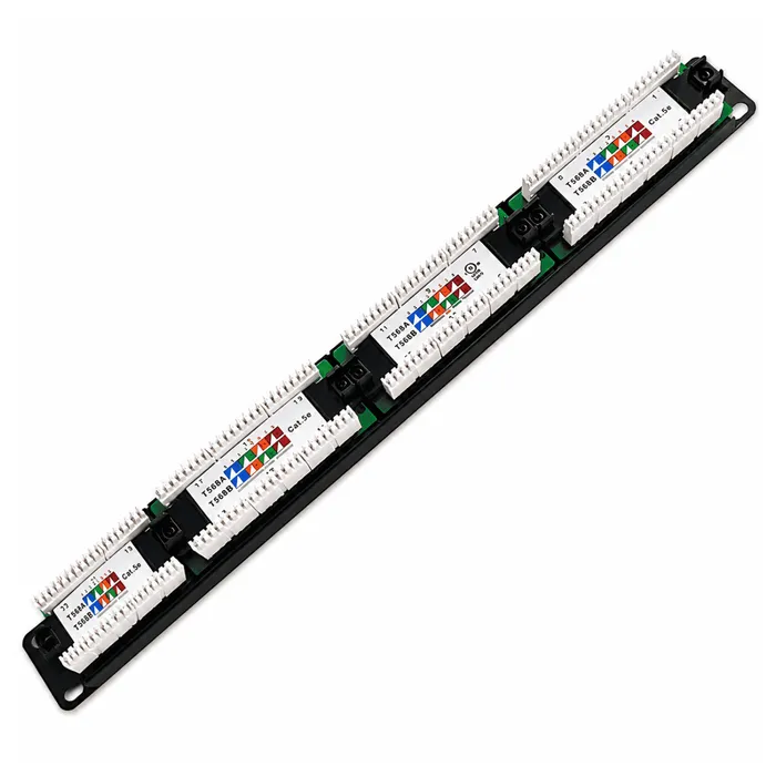 Patch Panel Nexans Cat5e 24 Portas RJ45 UTP 1U Rack 19