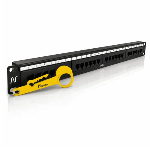 Patch Panel Nexans Cat5e 24 Portas RJ45 UTP 1U Rack 19