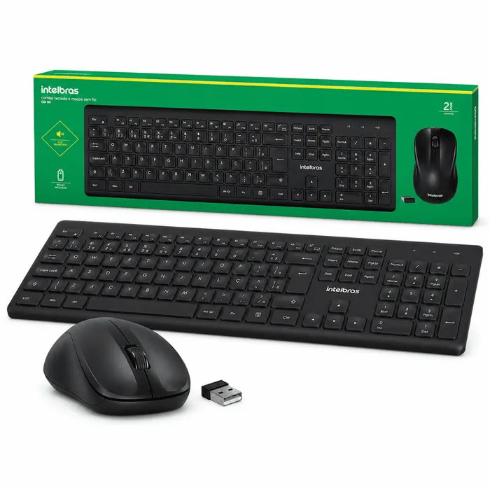 Kit Combo Teclado  Mouse Sem Fio Intelbras CSI50 ABNT2 USB - Preto