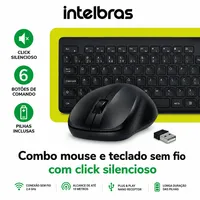 Kit Combo Teclado  Mouse Sem Fio Intelbras CSI50 ABNT2 USB - Preto - imagem 3