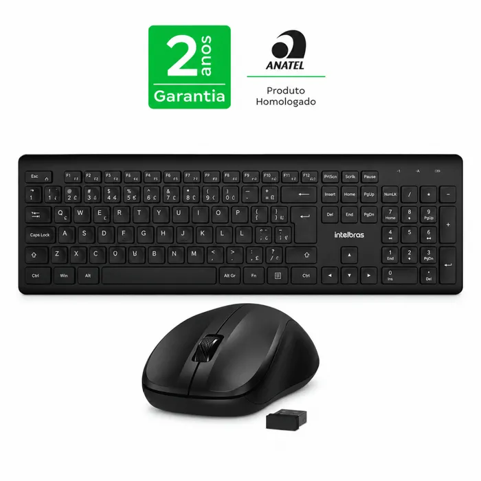 Kit Combo Teclado  Mouse Sem Fio Intelbras CSI50 ABNT2 USB - Preto