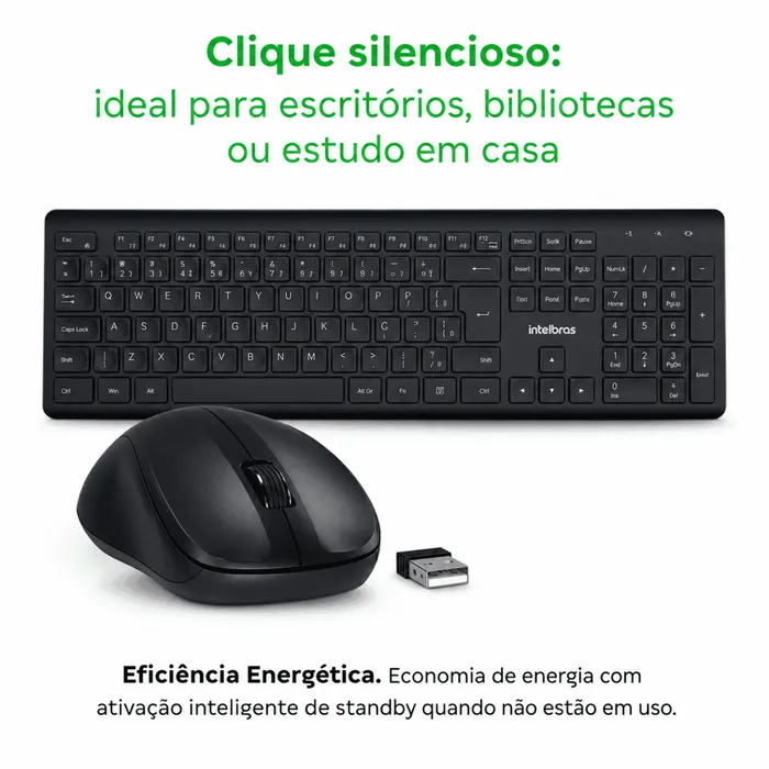 Kit Combo Teclado  Mouse Sem Fio Intelbras CSI50 ABNT2 USB - Preto
