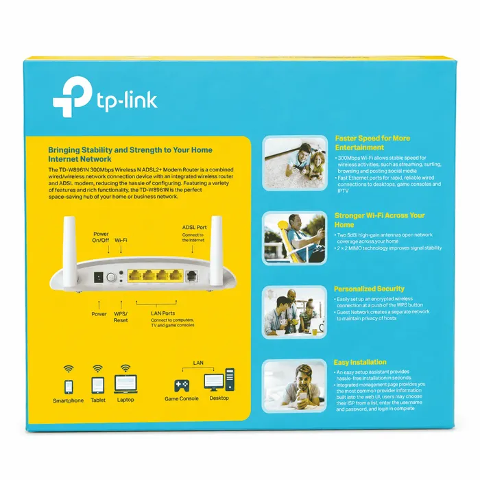 Modem Roteador TP-Link TD-W8961N Wireless N 300Mbps ADSL2+