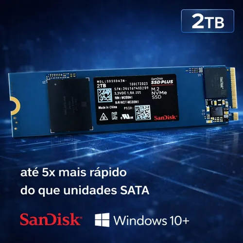 SSD SanDisk Plus NVMe M.2 2TB PCIe Gen 3.0 3200MB/s