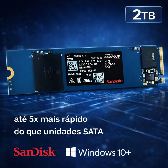 SSD SanDisk Plus NVMe M.2 2TB PCIe Gen 3.0 3200MB/s