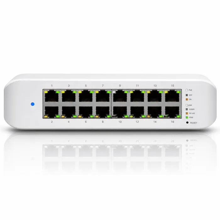 Switch Ubiquiti UniFi Lite 16 PoE 16 Portas Gigabit 45W BR