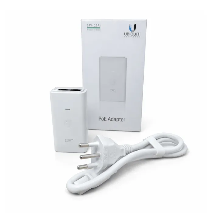 Fonte PoE Ubiquiti 24V 0.5A 12W POE-24-12W-WH-BR Injetor PoE Padrão Brasil Compatível airGateway