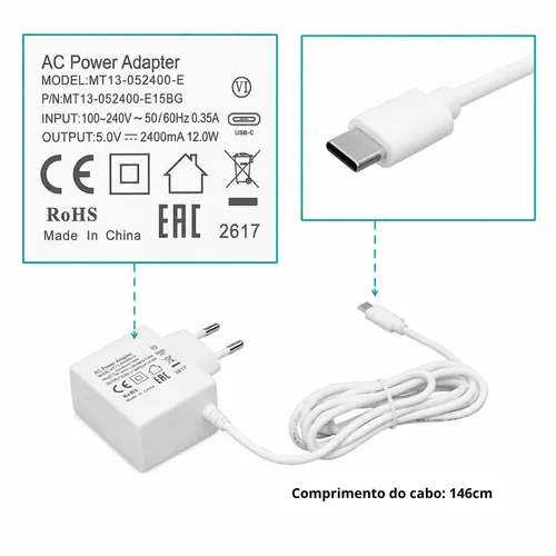 Fonte de Alimentação MikroTik 5V 2,4A 12W USB-C