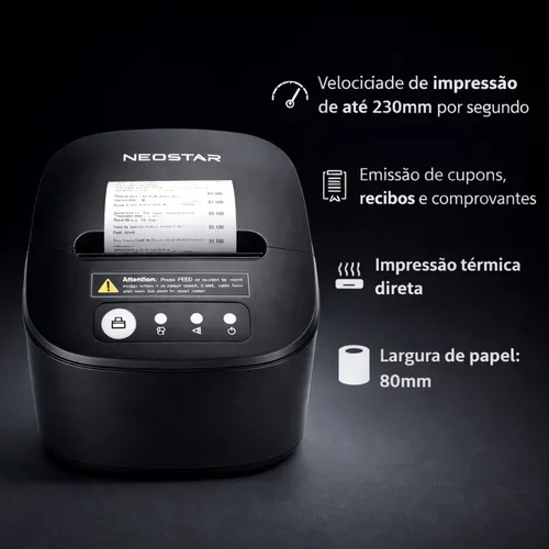 Impressora Térmica Neostar X-NS 80 IIUE 80mm USB + LAN 230mm/s