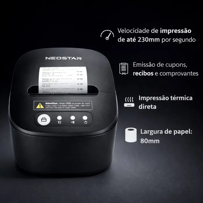 Impressora Térmica Neostar X-NS 80 IIUE 80mm USB + LAN 230mm/s