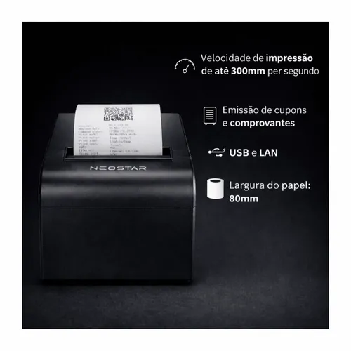 Impressora Térmica Neostar Z-NS80 UE 80mm USB + LAN Alta Velocidade 300mm/s