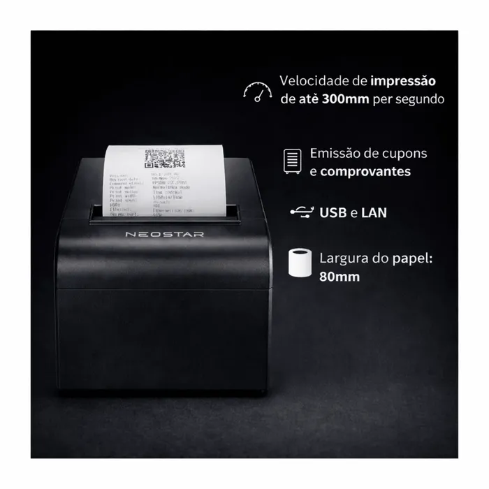 Impressora Térmica Neostar Z-NS80 UE 80mm USB + LAN Alta Velocidade 300mm/s
