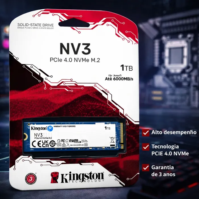 SSD Kingston NV3 M.2 1TB NVMe Velocidade e Performance PCIe 4.0