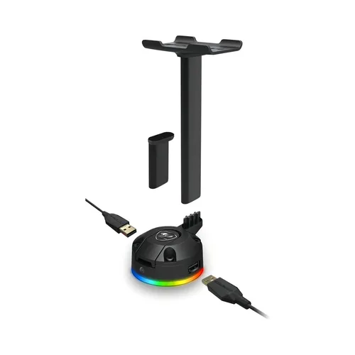 Suporte Fone De Ouvido Headset Cougar Bunker RGB com Sucção a Vácuo e Hub USB
