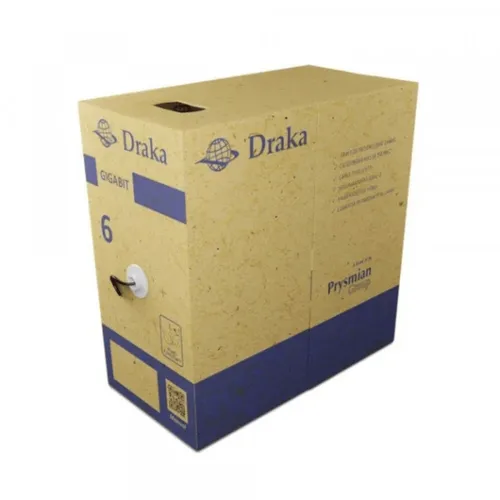 Cabo de Rede CAT6 Draka Prysmian 305m CMX Cinza UTP 4P Gigabit LSZH 23AWG 250MHz