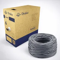 Cabo de Rede CAT6 Draka Prysmian 305m CMX Cinza UTP 4P Gigabit LSZH 23AWG 250MHz - imagem 1