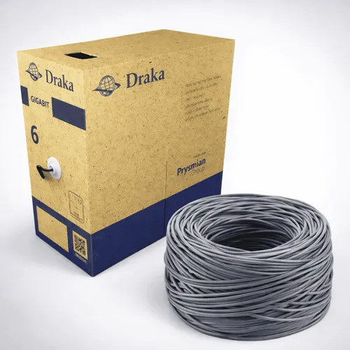 Cabo de Rede CAT6 Draka Prysmian 305m CMX Cinza UTP 4P Gigabit LSZH 23AWG 250MHz