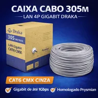 Cabo de Rede CAT6 Draka Prysmian 305m CMX Cinza UTP 4P Gigabit LSZH 23AWG 250MHz - imagem 4