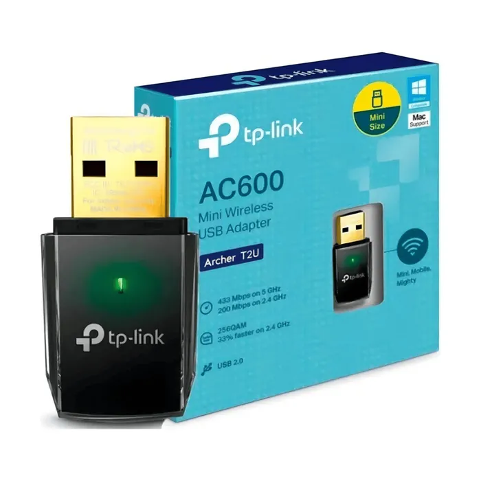 Adaptador WiFi TP-Link AC600 Archer T2U USB Dual Band 5GHz 2.4GHz Alta Velocidade Até 600Mbps