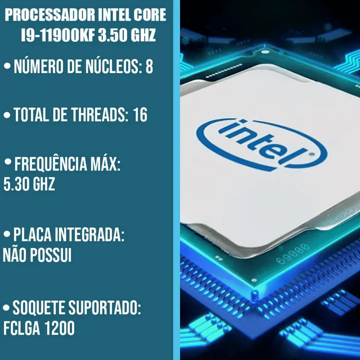 Processador Intel Core Unlocked i9-11900KF 11ª Geração 5.3GHz LGA1200