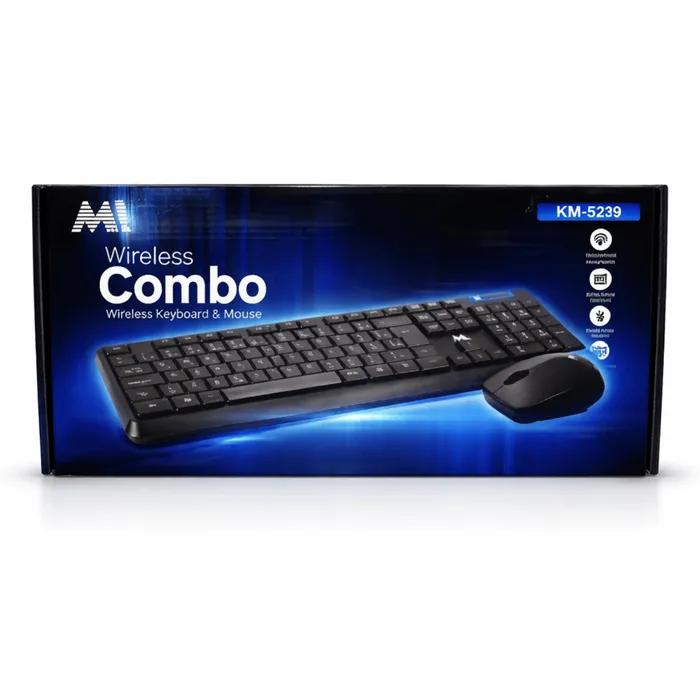 Kit Teclado ABNT2 + Mouse Sem Fio Mtek KM-5239 2.4GHz USB - Preto 