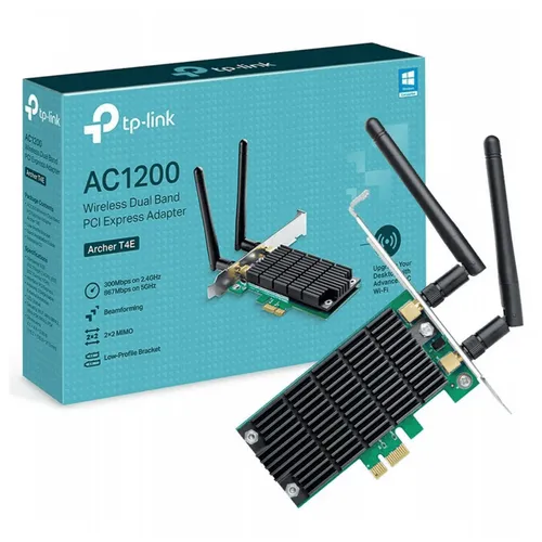 Placa de Rede WiFi PCI Express TP-Link Archer T4E AC1200 Dual Band 1200Mbps 5GHz 2.4GHz