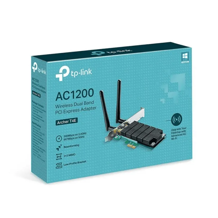 Placa de Rede WiFi PCI Express TP-Link Archer T4E AC1200 Dual Band 1200Mbps 5GHz 2.4GHz