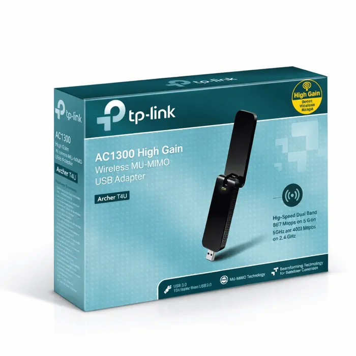 Adaptador USB Wi-Fi TP-Link Archer T4U AC1300 Dual Band USB 3.0  Antenas Externas