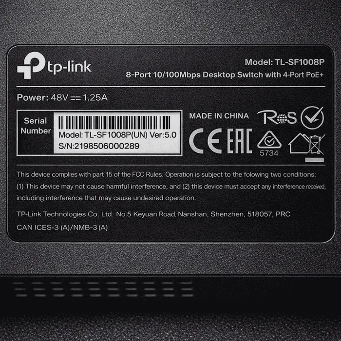 TP-LINK HUB SWITCH 08P TL-SF1008P 10/100 DESKTOP POE