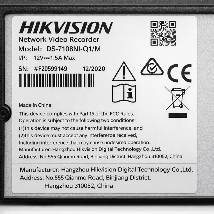 NVR Hikvision 8 Canais 4MP H.265+ DS-7100NI-Q1/M Gravador IP